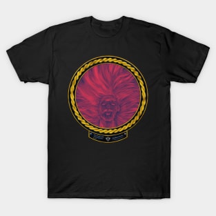 The Dude with Flowing Hair (frame gold celtic rope space) T-Shirt